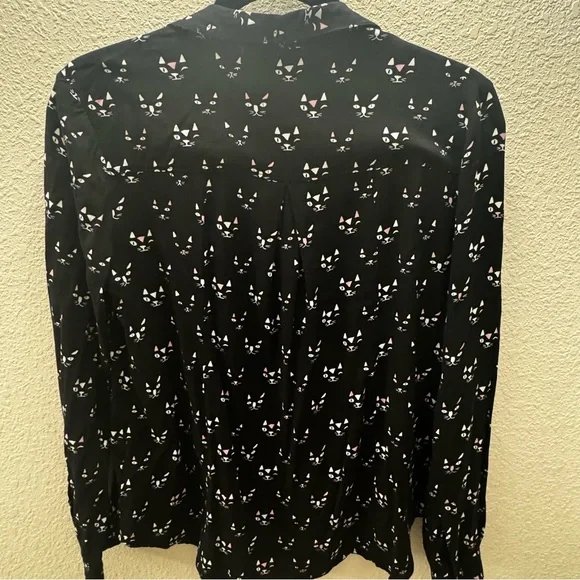 Maeve by Antropology Black Cat Print Blouse - Picture 6 of 11